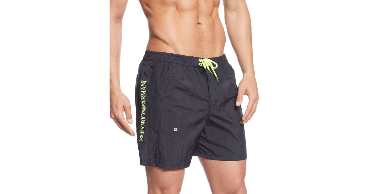 black armani swim shorts