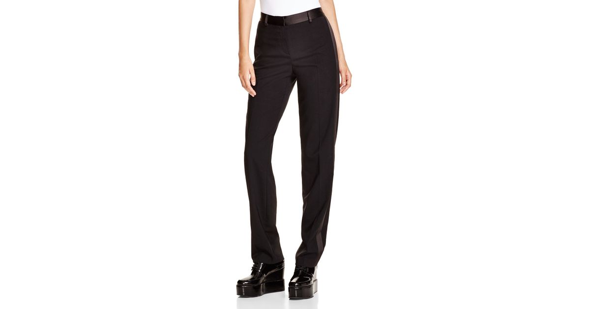 DKNY Satin Trim Tuxedo Pants - Bloomingdale's Exclusive in Black | Lyst
