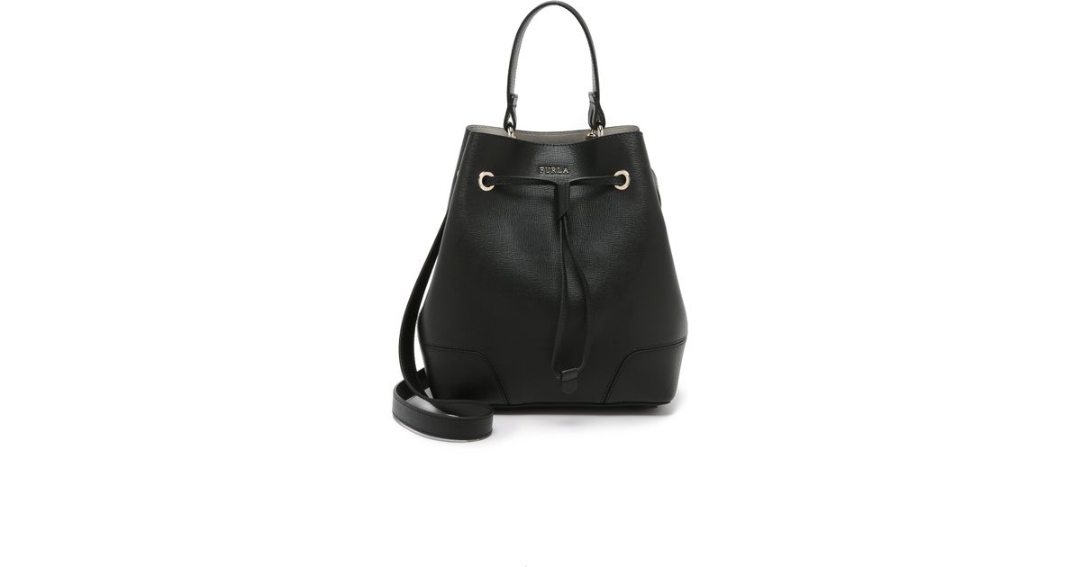 Furla Stacy Small Drawstring Bucket Bag in Black | Lyst