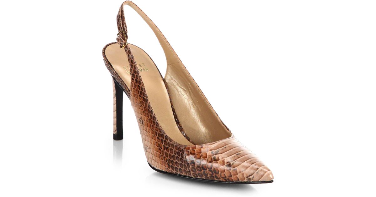 snake print slingbacks