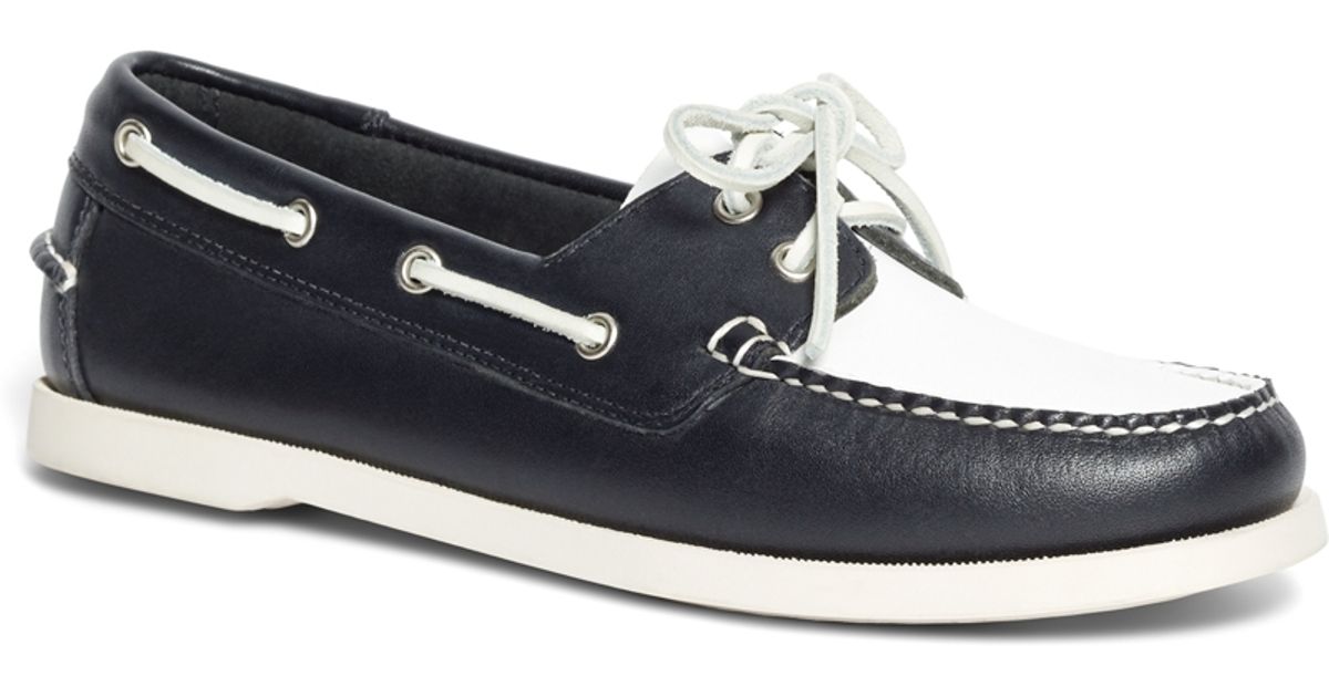 Brooks Brothers Leather Calfskin Boat Shoes in BlackWhite (Black) Lyst