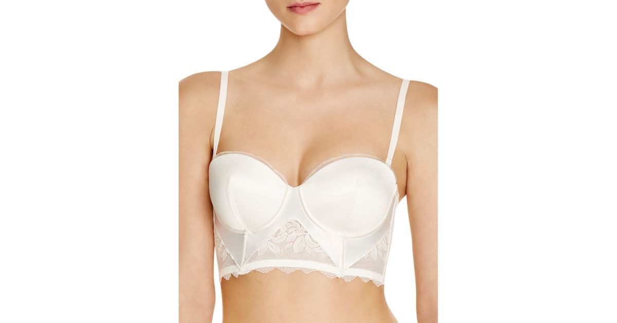 Calvin Klein Lace Underwear Black Label Seduce Longline Push-up Bra #qf1541  in Ivory (White) - Lyst