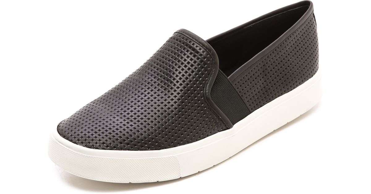 slip on sneakers black leather
