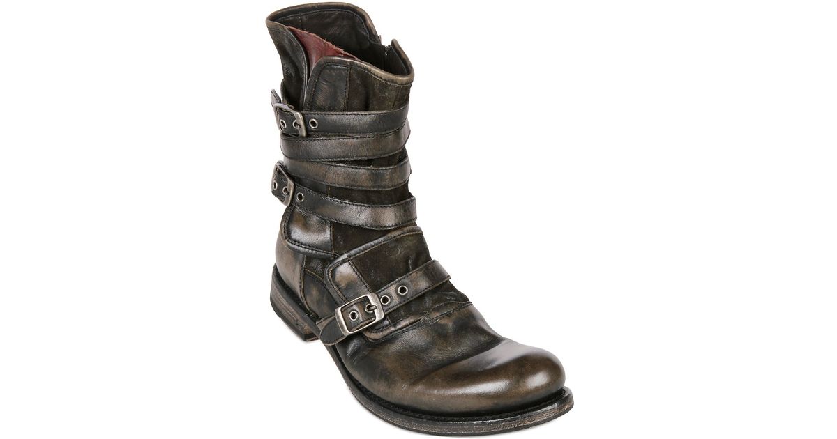John Varvatos Triple Buckle Cordovan Leather Boots in Brown for Men | Lyst
