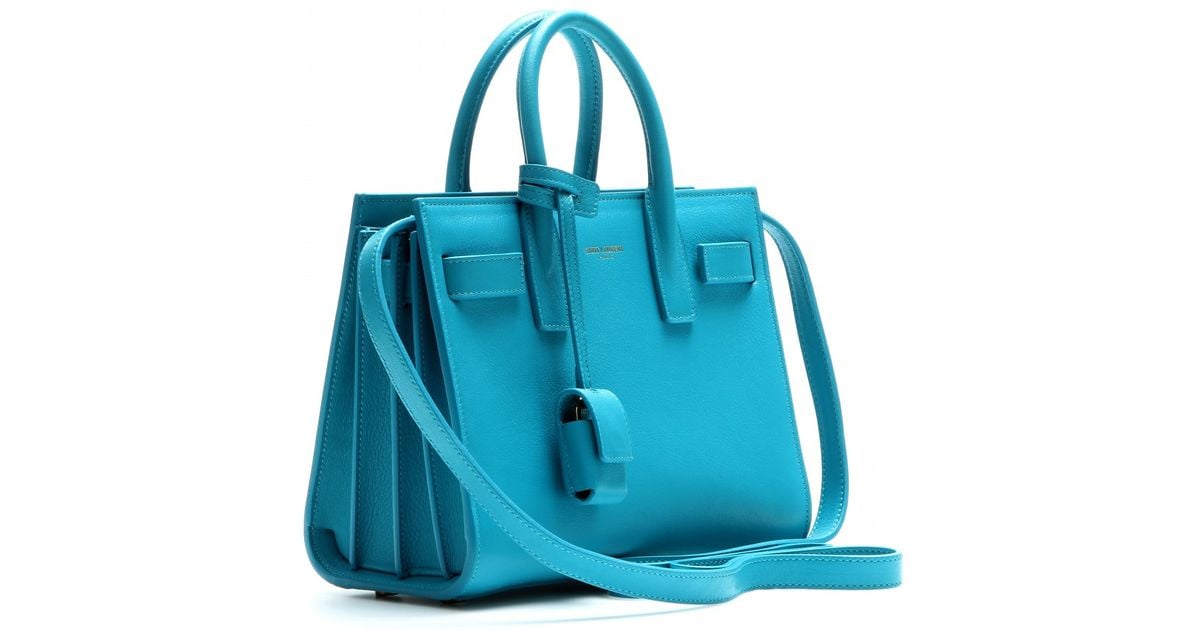 Saint laurent Sac De Jour Baby Leather Tote in Blue (turquoise ...