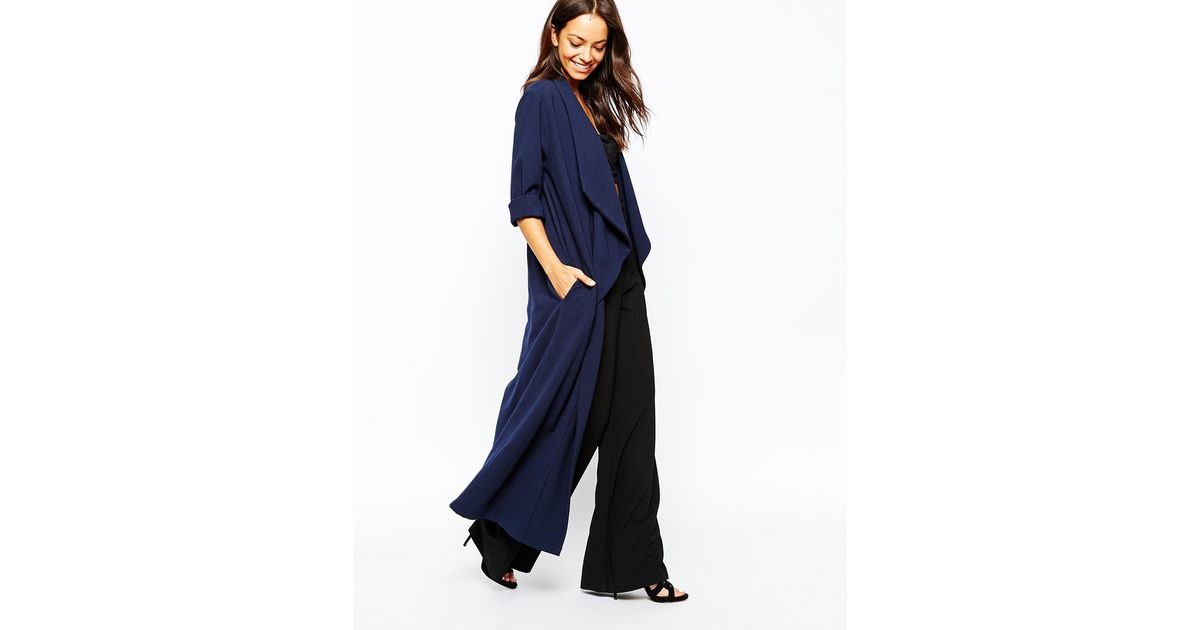 navy waterfall duster coat