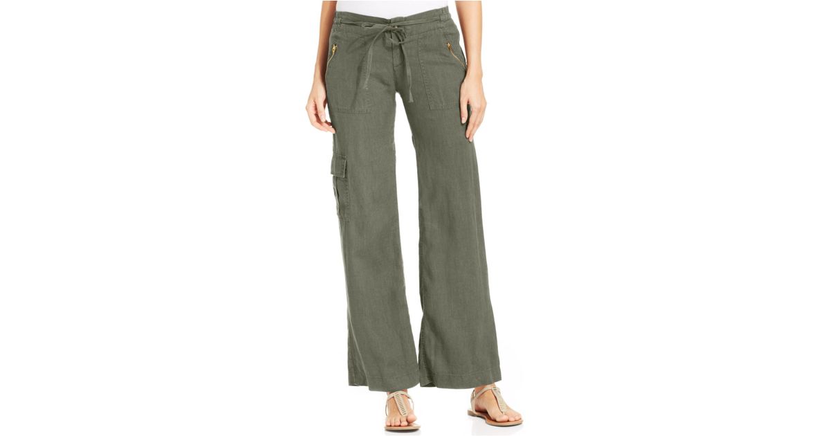 Kut From The Kloth Wide-Leg Linen Pants in Green | Lyst
