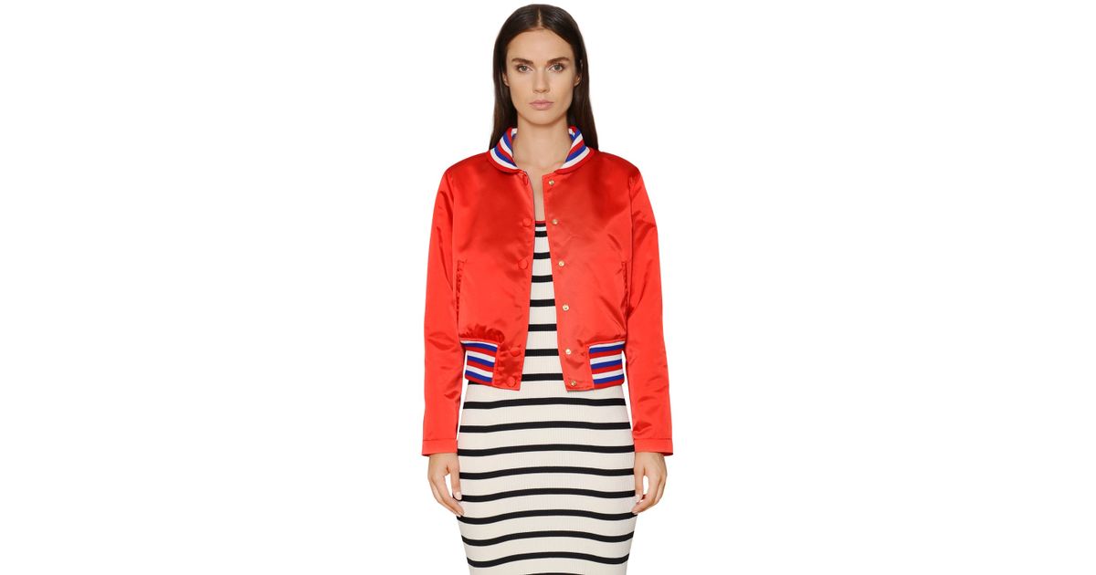 tommy hilfiger red bomber jacket womens