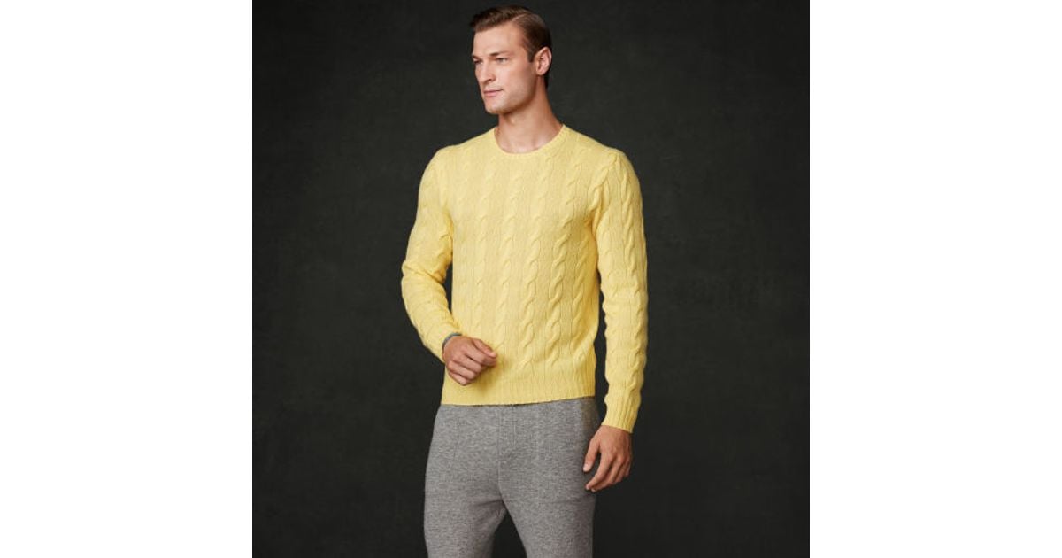 Ralph lauren purple label Cableknit Cashmere Sweater in Yellow for ...