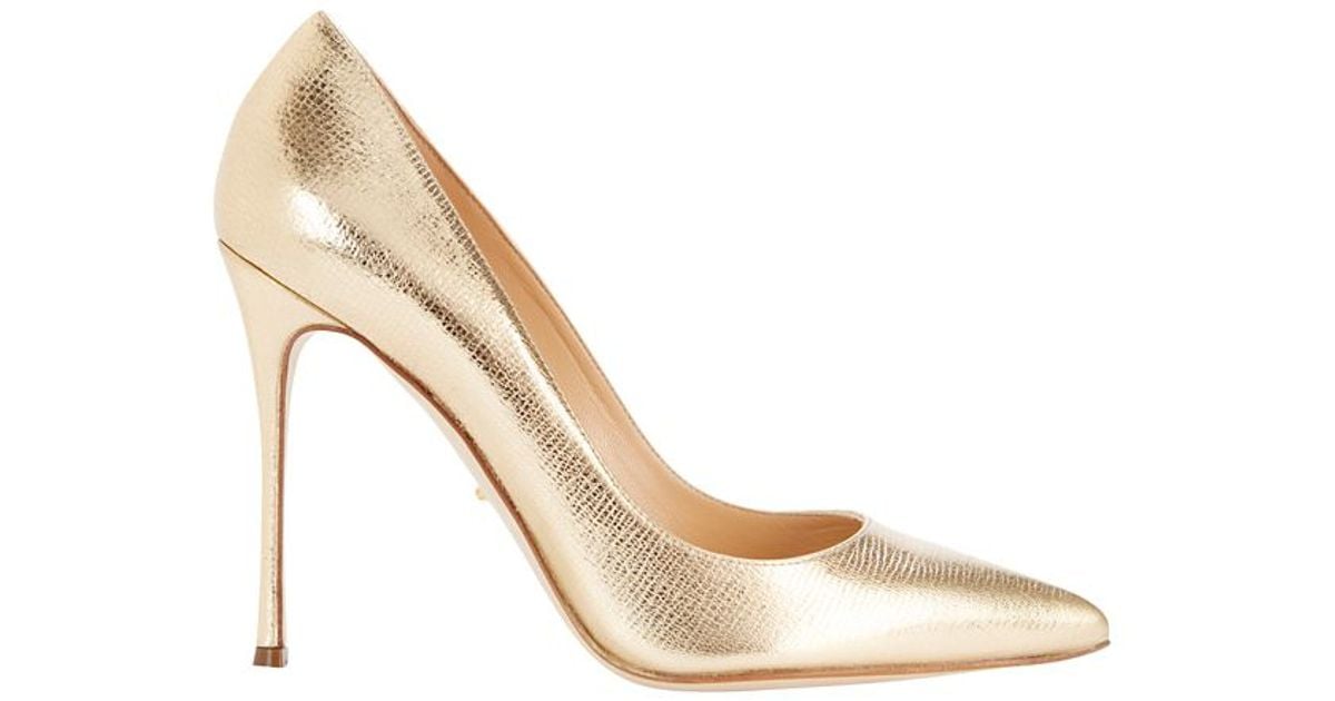 shiny gold pumps