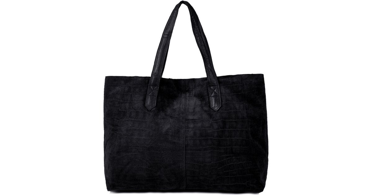 black suede shopper bag