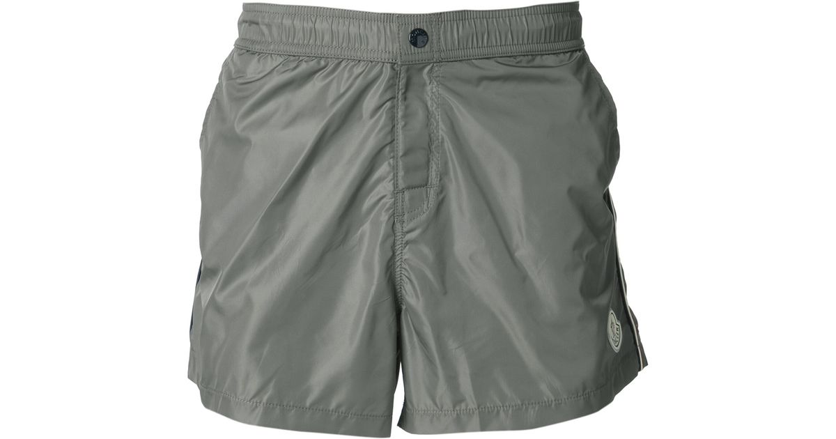 Moncler Gray Swim Shorts with Logo Details for men