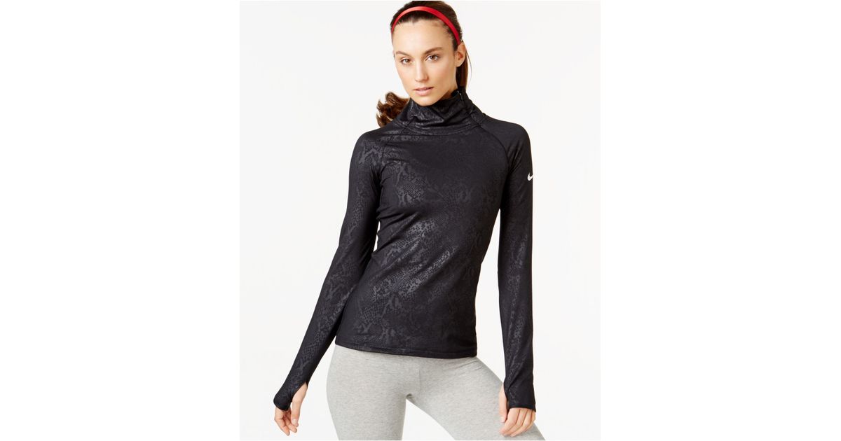 Nike Synthetic Pro Warm Embossed Heights Vixen Half-zip Mock Neck Top in  Black/White (Black) | Lyst
