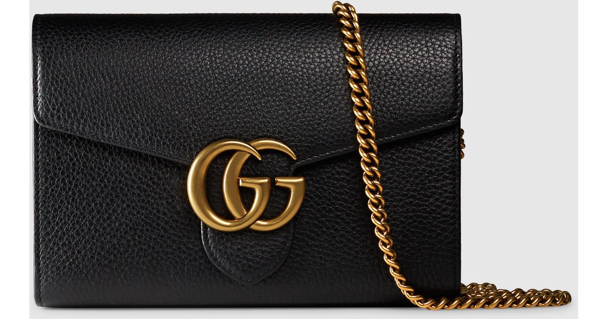 Gucci GG Marmont leather chain wallet Black – STYLISHTOP