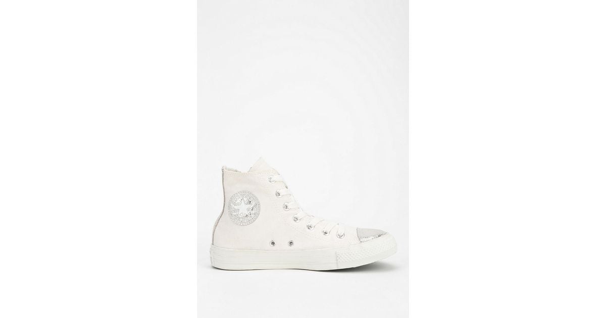 Converse Glitter Toe Womens Hightop Sneaker in White Lyst