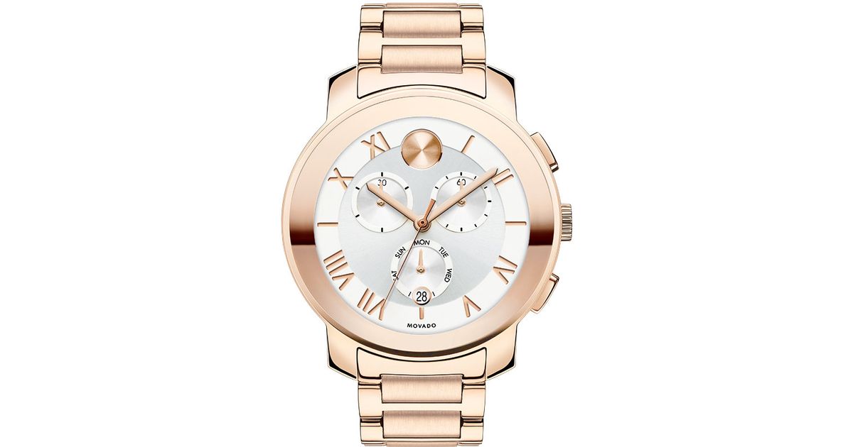 Movado Bold Luxe Chronograph Rose Goldtone Ip Stainless Steel
