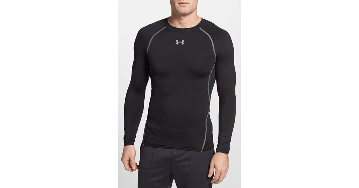 Under armour Heatgear Compression Fit Long Sleeve Tshirt in Black for