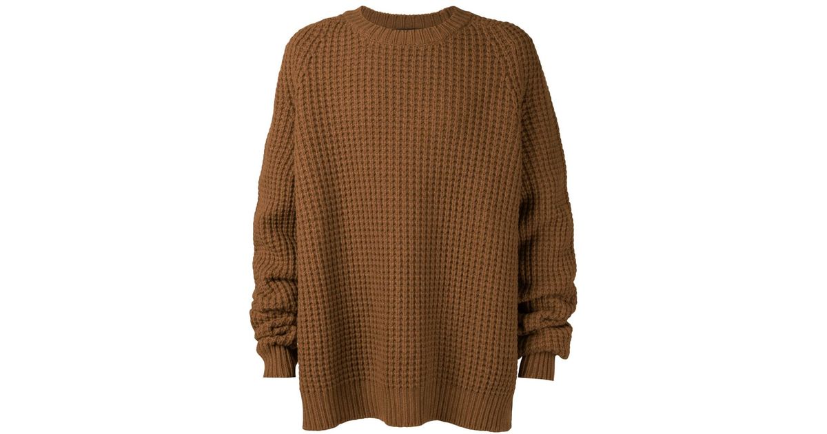 Haider Ackermann Chunky Knit Crew Neck Sweater in Brown for Men | Lyst