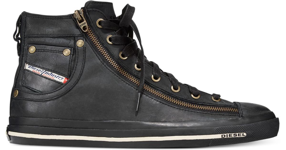 Diesel Expozip Hitop Sneakers in Black for Men Lyst