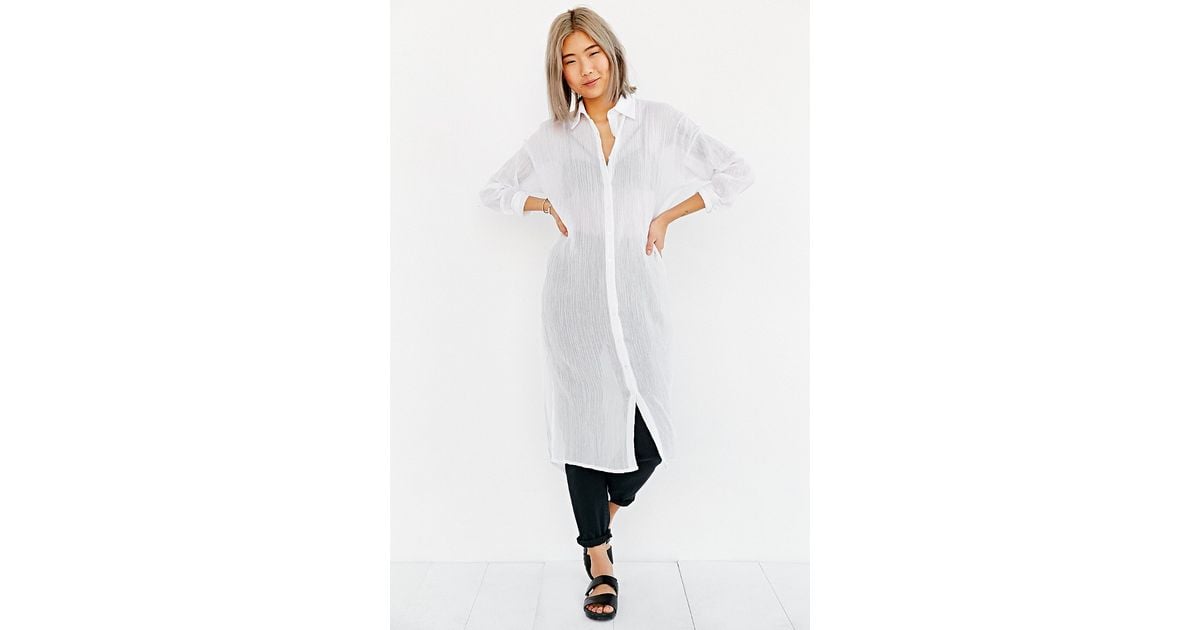 BDG Maxi Gauze Buttondown Shirt in White Lyst
