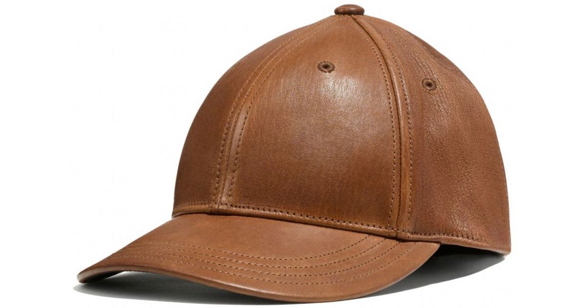 COACH Leather Baseball Cap in Brown for Men | Lyst