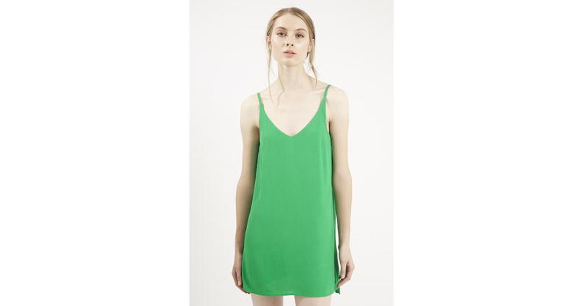 topshop green slip dress