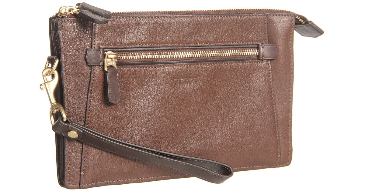 tumi double zip envelope clutch