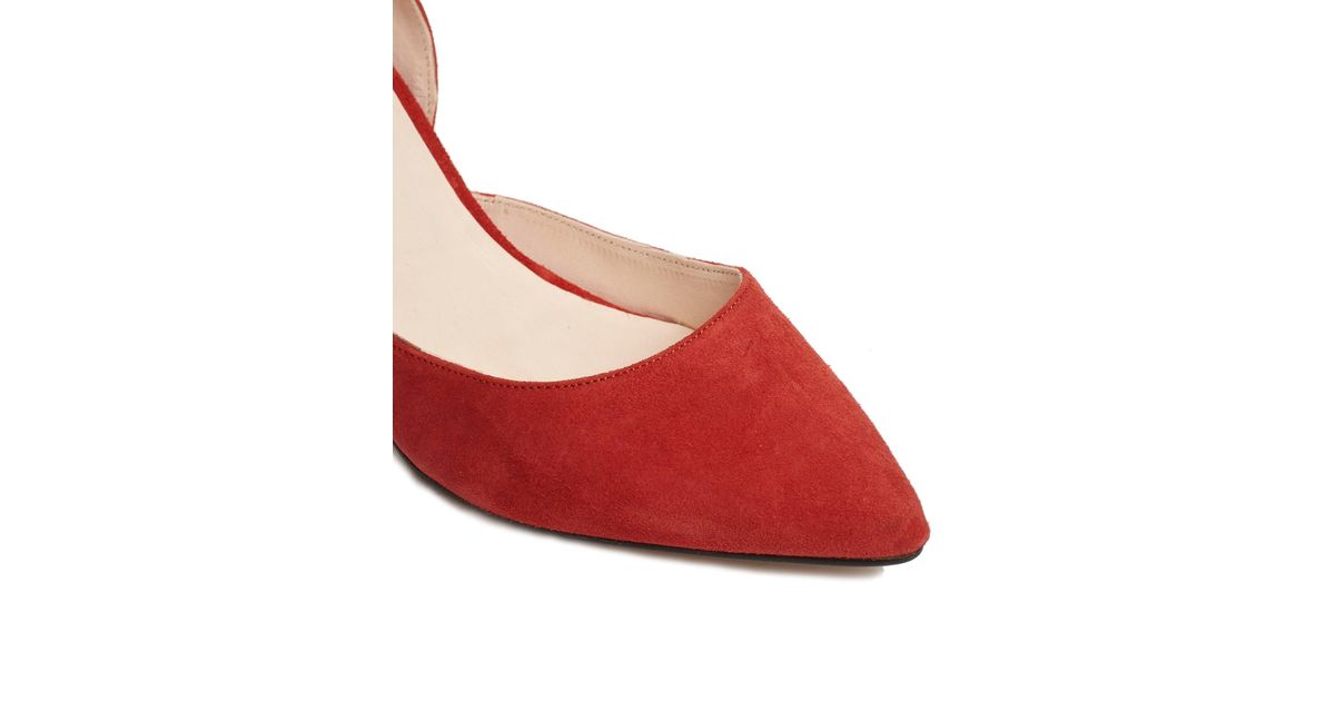 Ganni Janet Suede Red Kitten Mid Heeled Shoes - Lyst