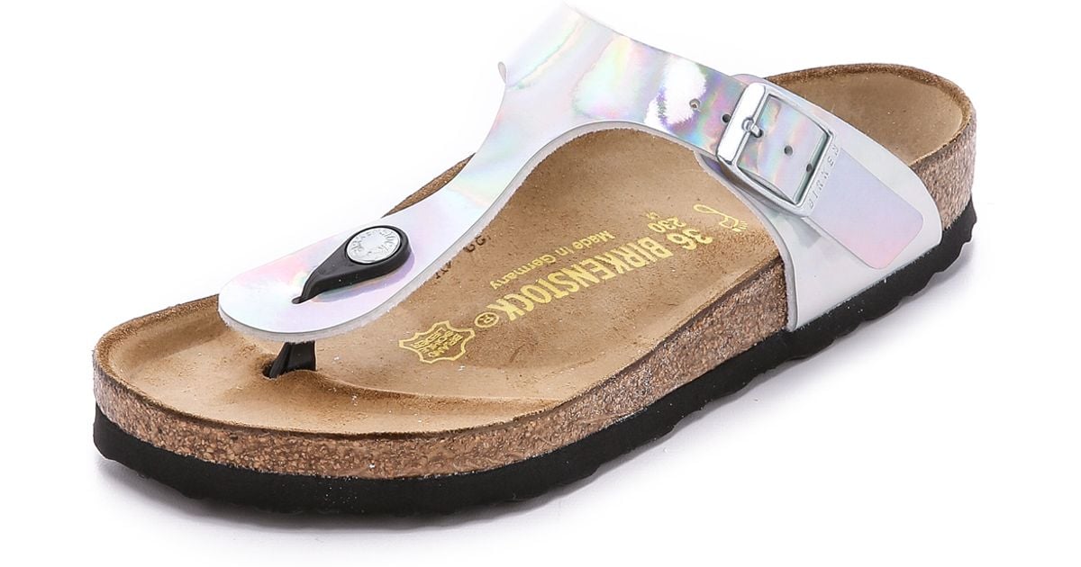 silver birkenstocks gizeh