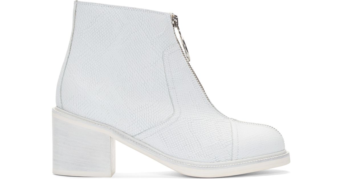 white zip boots