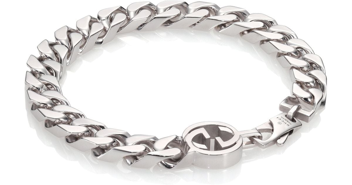 Gucci Interlocking Sterling Silver Bracelet in Metallic for Men - Lyst