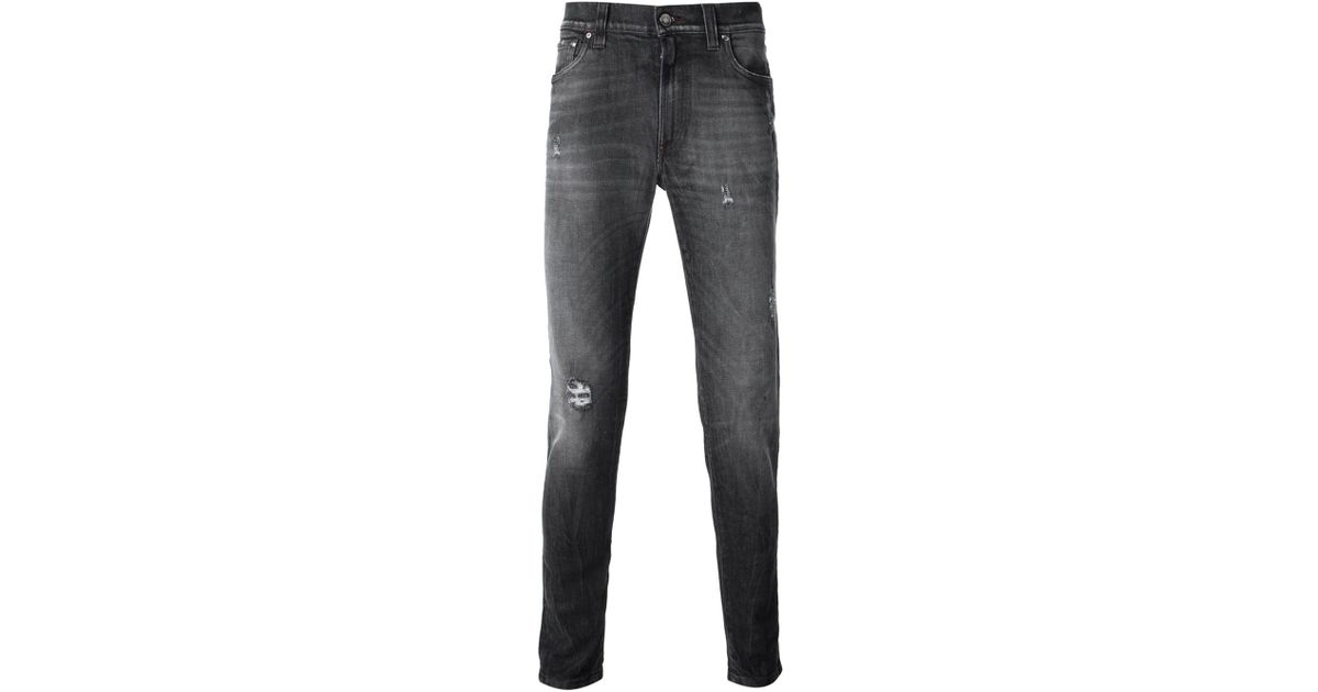 Dolce & Gabbana Distressed Skinny Jeans in Grey (Gray) for Men | Lyst