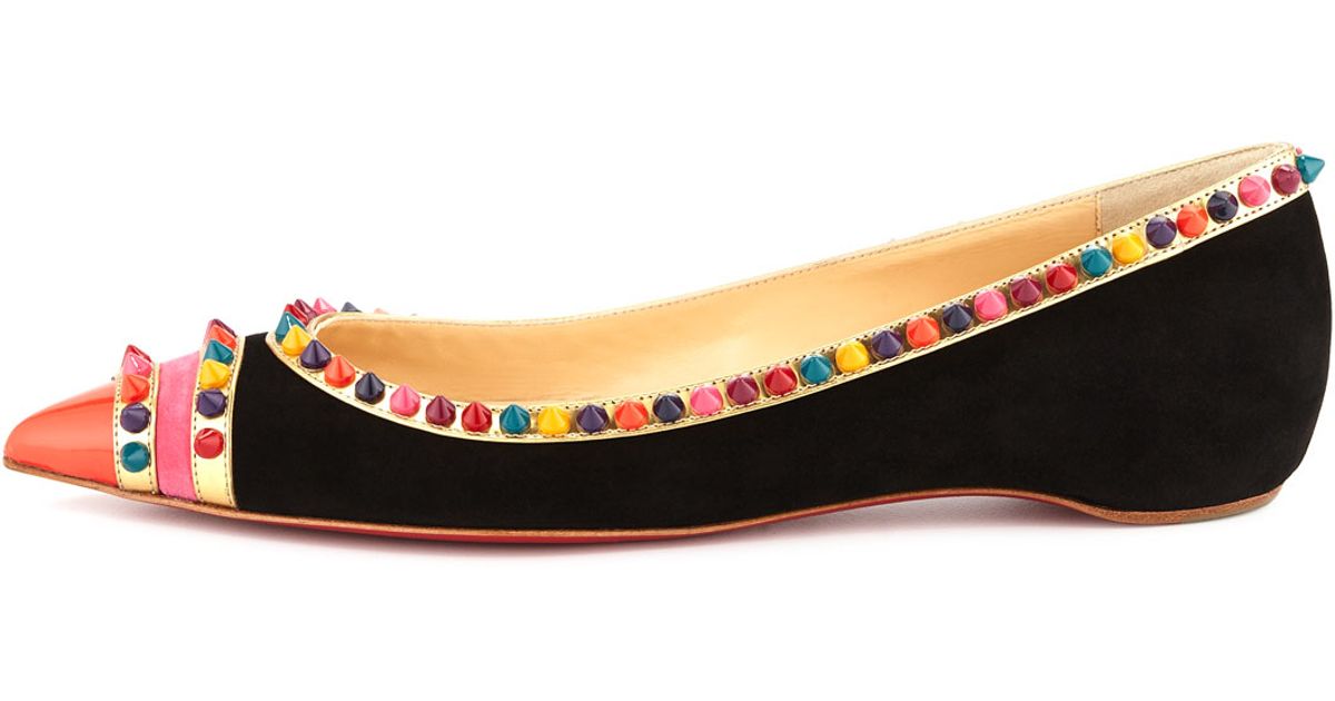 Christian louboutin Malabar Spiked Red Sole Ballerina Flat in ...