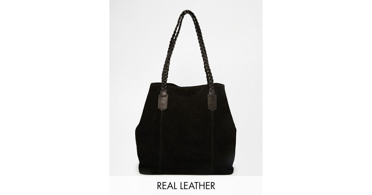 black suede shopper bag