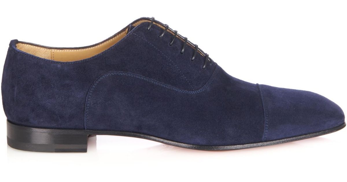 louboutin mens blue suede