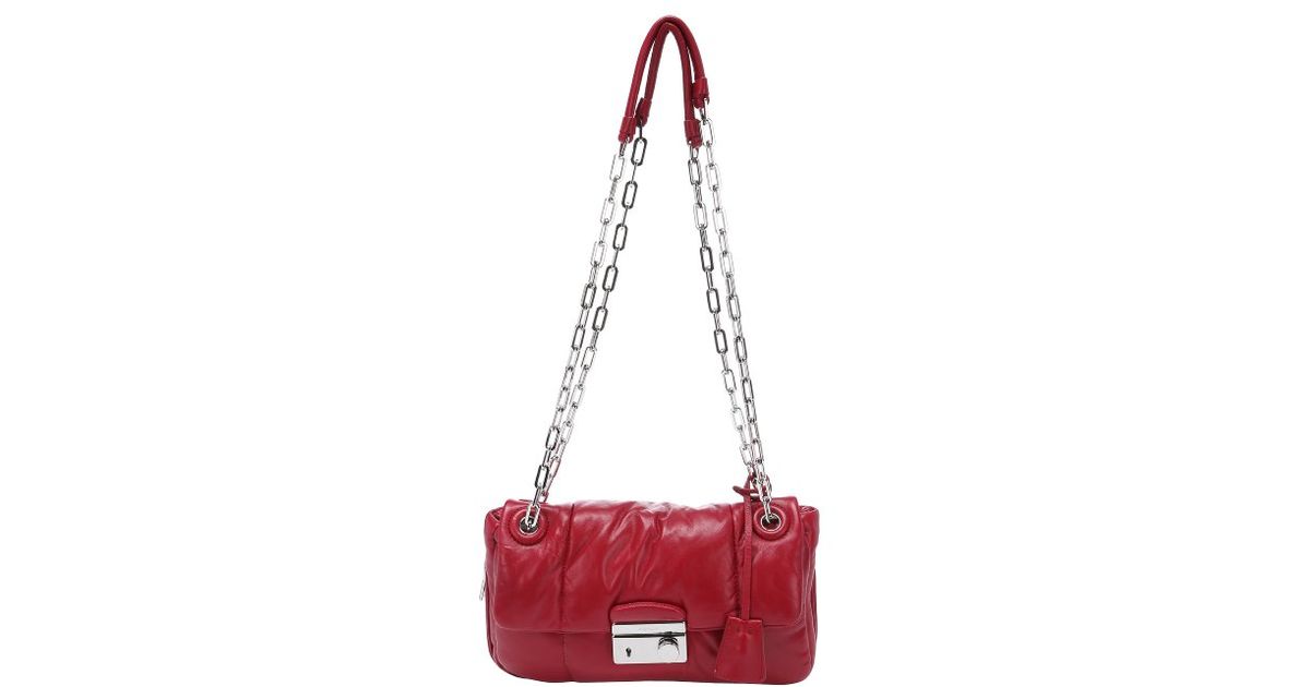 Prada Cherry Quilted Lambskin Chain Link Shoulder Bag in Red ...