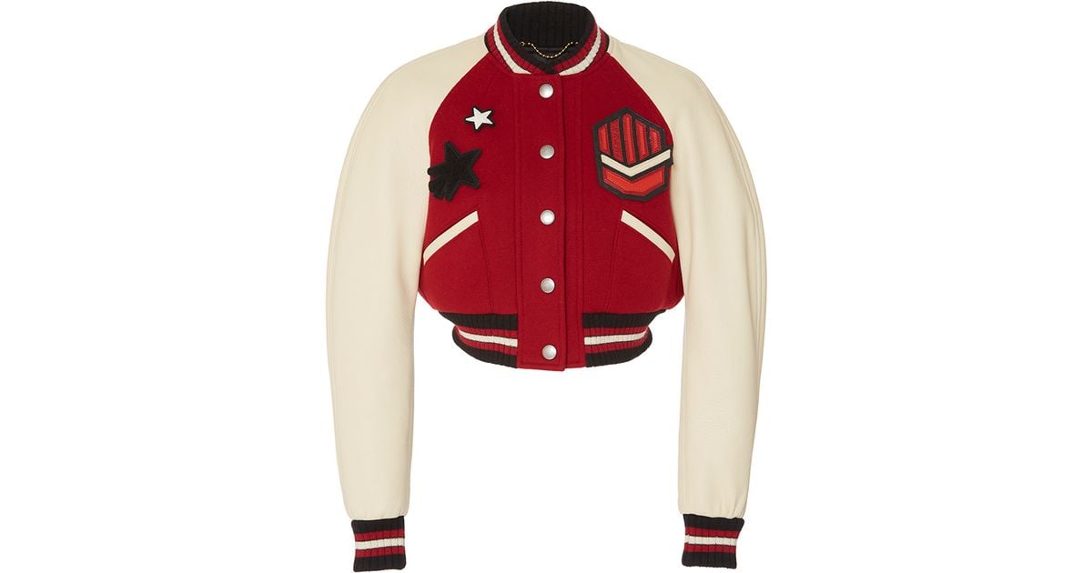 COACH Cropped Rib Varsity Jacket in White | Lyst