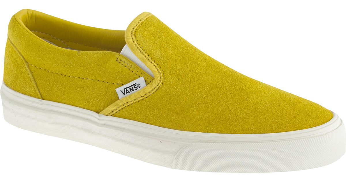yellow suede vans slip on