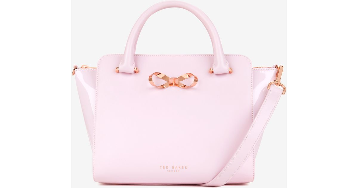 Ted baker Loop Bow Leather Tote Bag in Pink (Pale Pink) | Lyst