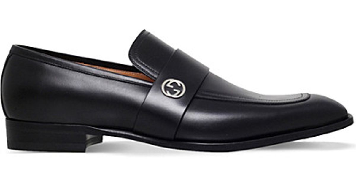 gucci black leather loafers