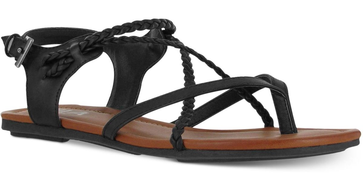 MIA Adriana Braided Flat Strappy Sandals in Black Lyst