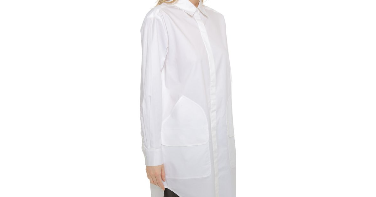 women's white button down tunic