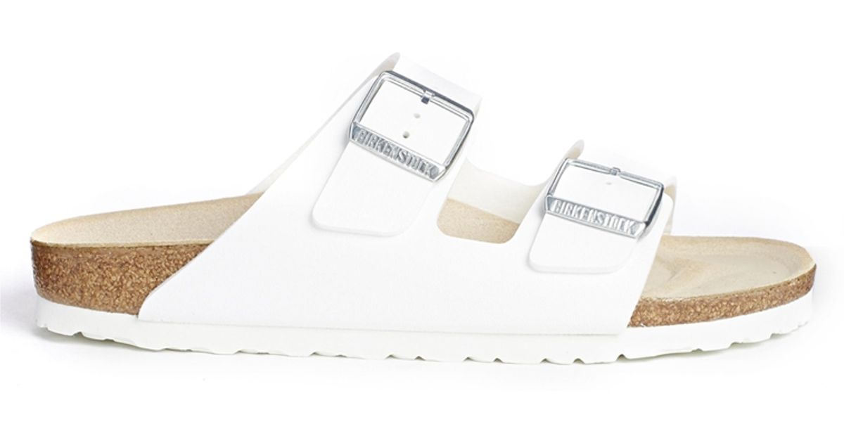 Birkenstock Arizona White Birko Flor Narrow Fit Flat Sandals - White in White | Lyst