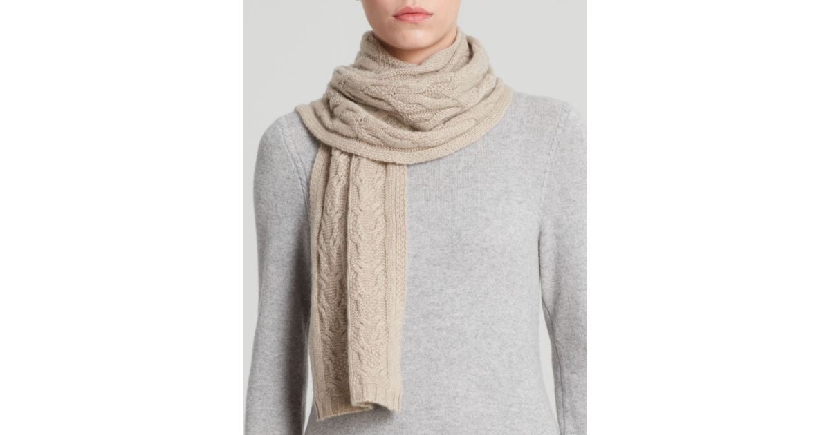 C by bloomingdales Cashmere Cable Knit Scarf in Beige (Oatmeal) Lyst