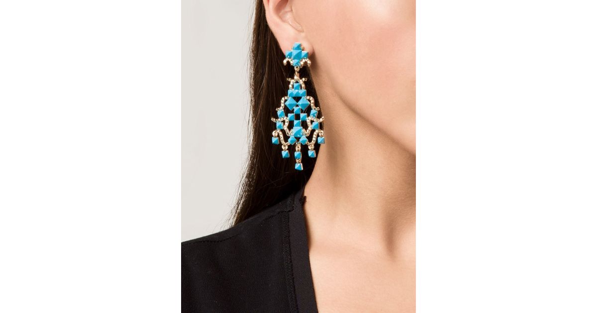 Lyst Valentino Chandelier Clip On Earrings In Blue