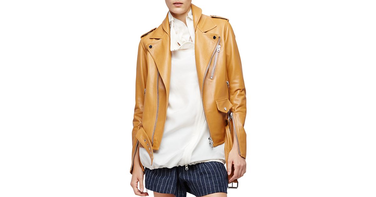 Lyst 3 1 Phillip Lim Leather Biker Jacket In Brown