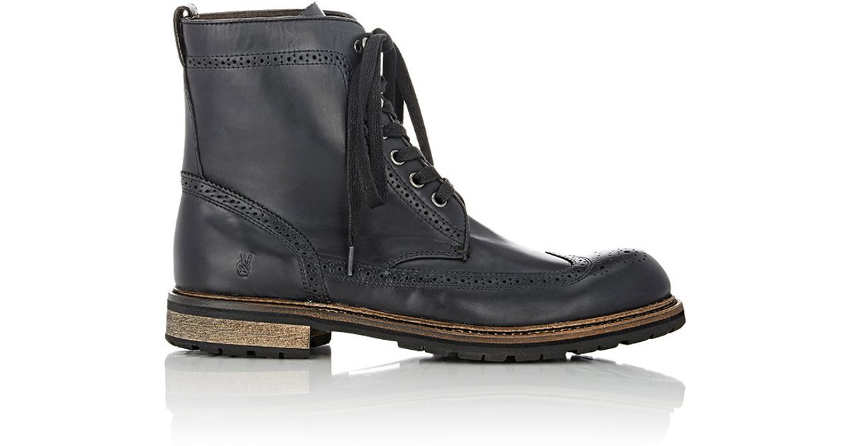 John varvatos Strummer Winter Wingtip Boots in Black for