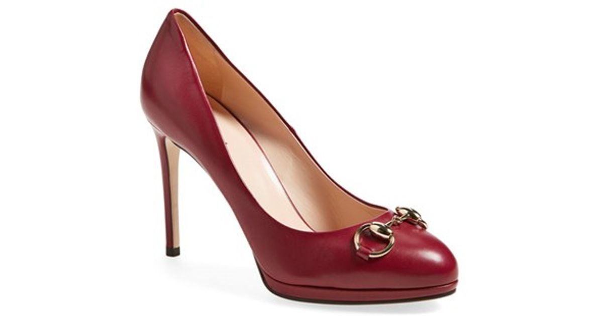 Gucci Gisele Leather Platform Pumps in Raspberry Leather (Red) - Lyst