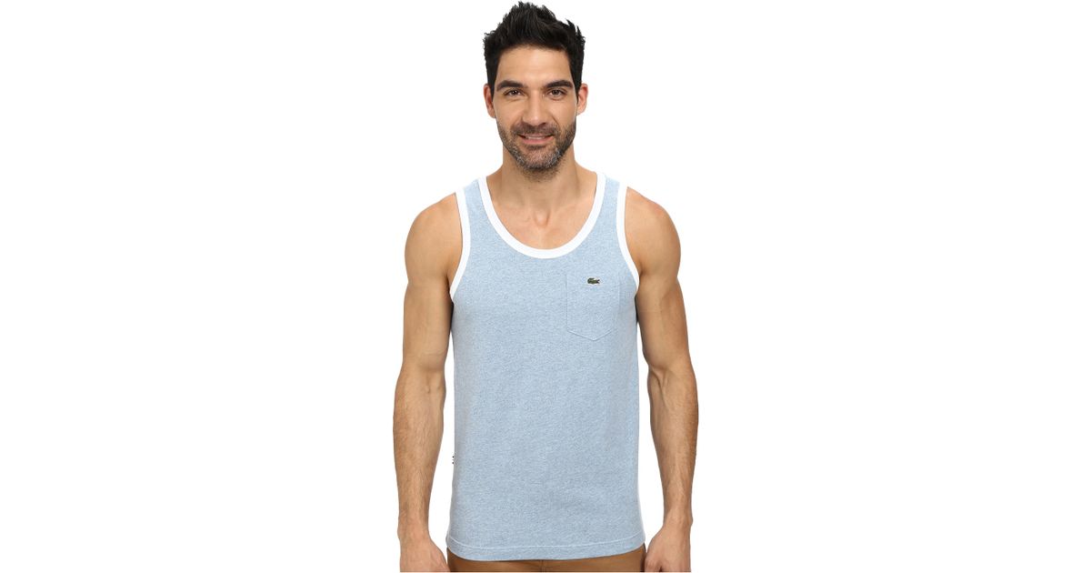 Lacoste Live Cotton Jersey With Contrast Trim Tank Top in Blue for Men |  Lyst