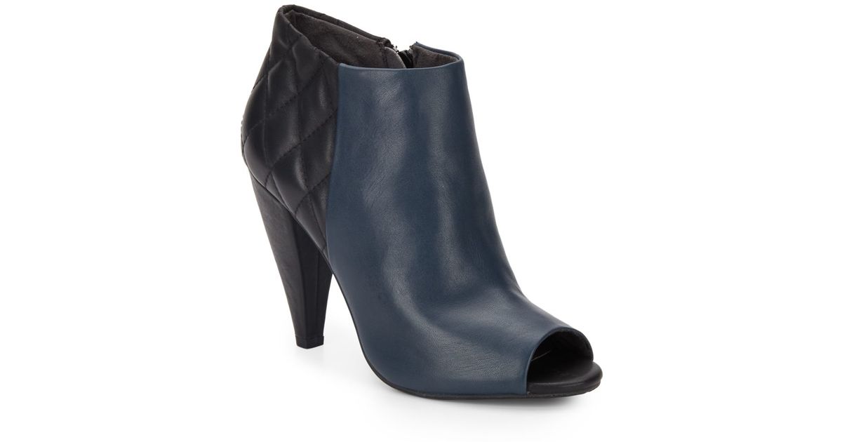 navy blue peep toe booties